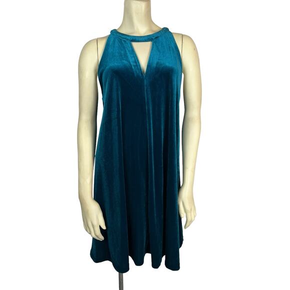 Cynthia Rowley blue velvet keyhole dress size medium Swing A-line Cocktail - Picture 1 of 8